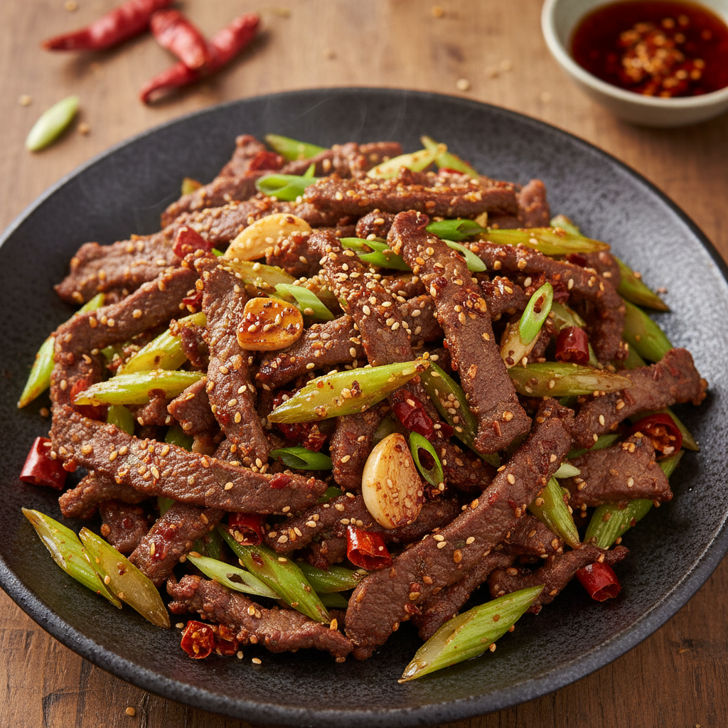 Sichuan Dry-Fried Beef with Celery