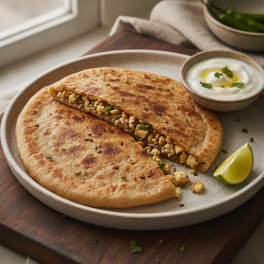 Radish Stuffed Flatbread (High-Protein)