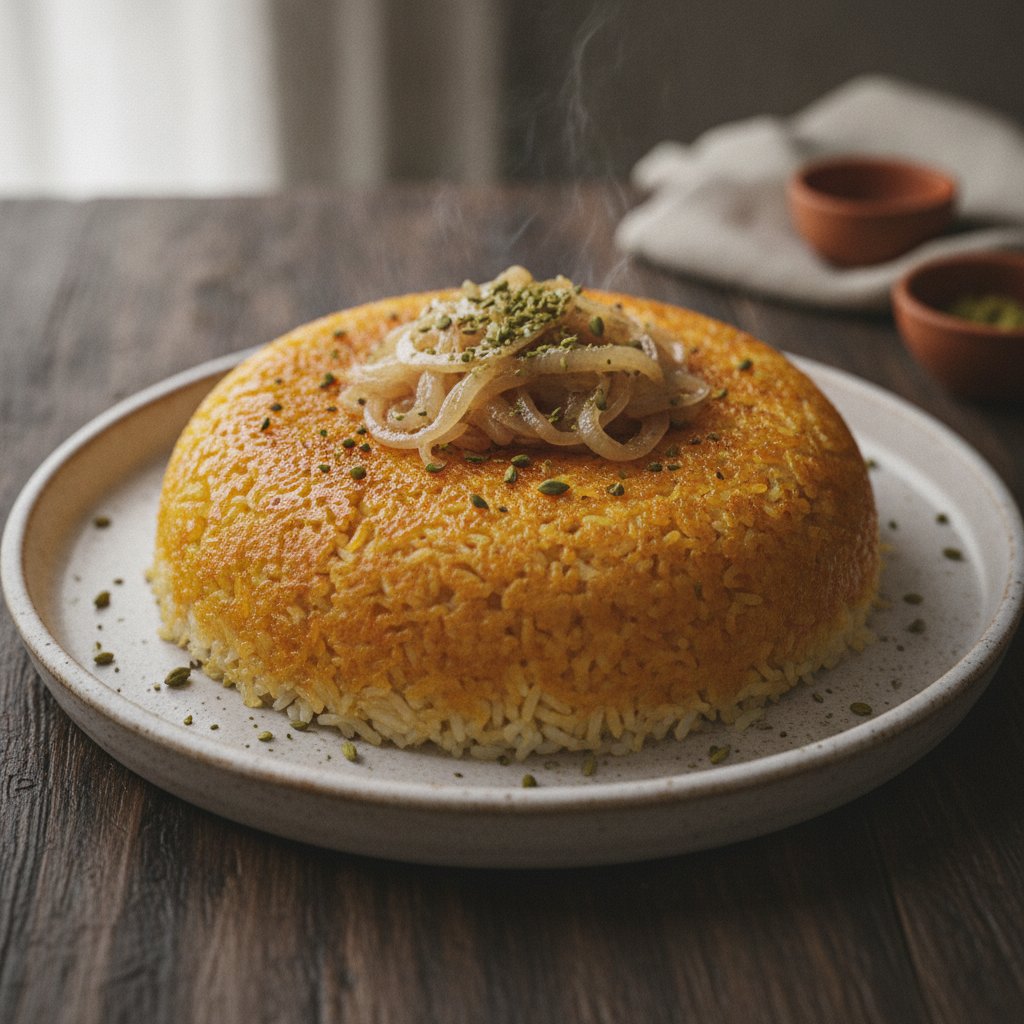 Crispy Golden Rice with Saffron Crust