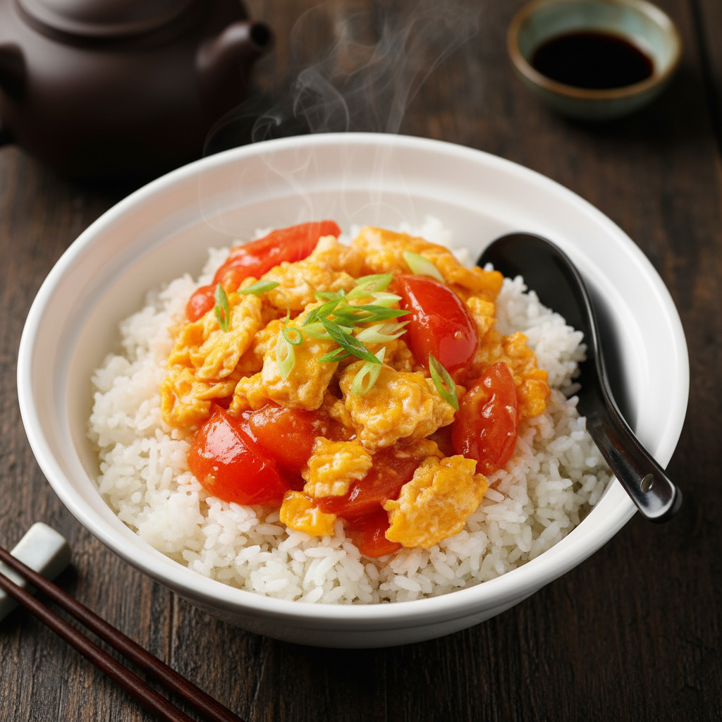 Chinese Tomato and Egg Rice Bowl