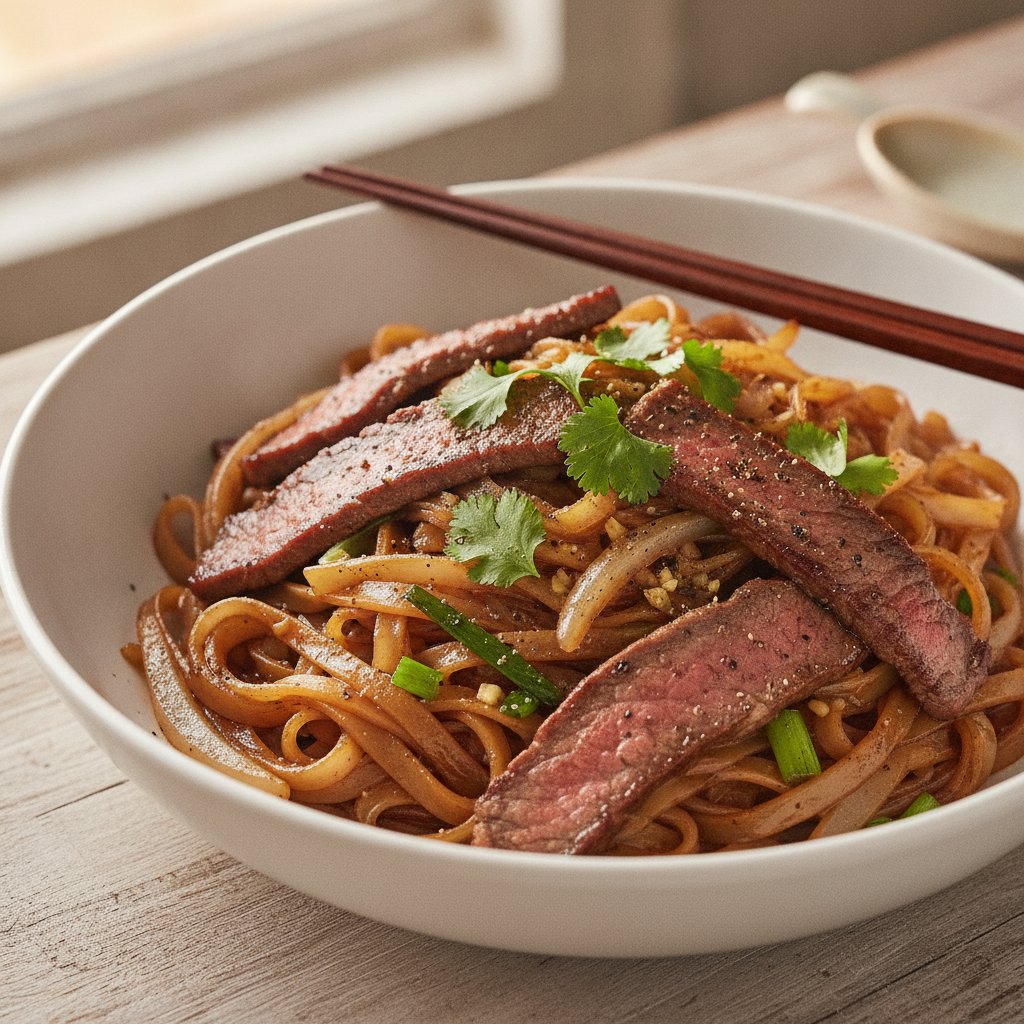 Stir Fried Beef With Rice Noodles