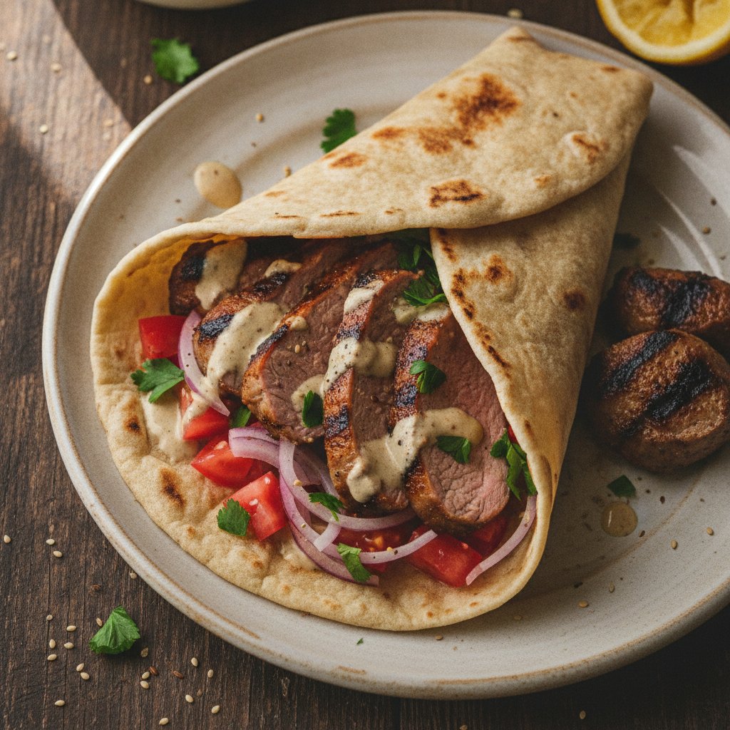 Grilled Lamb Wrap Flatbread