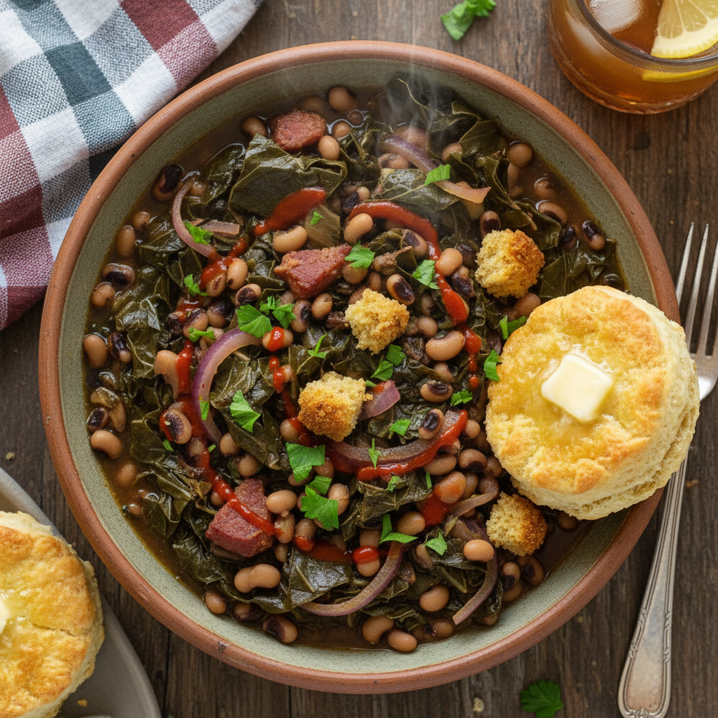Southern Collard Green Black-Eyed Pea Bowl