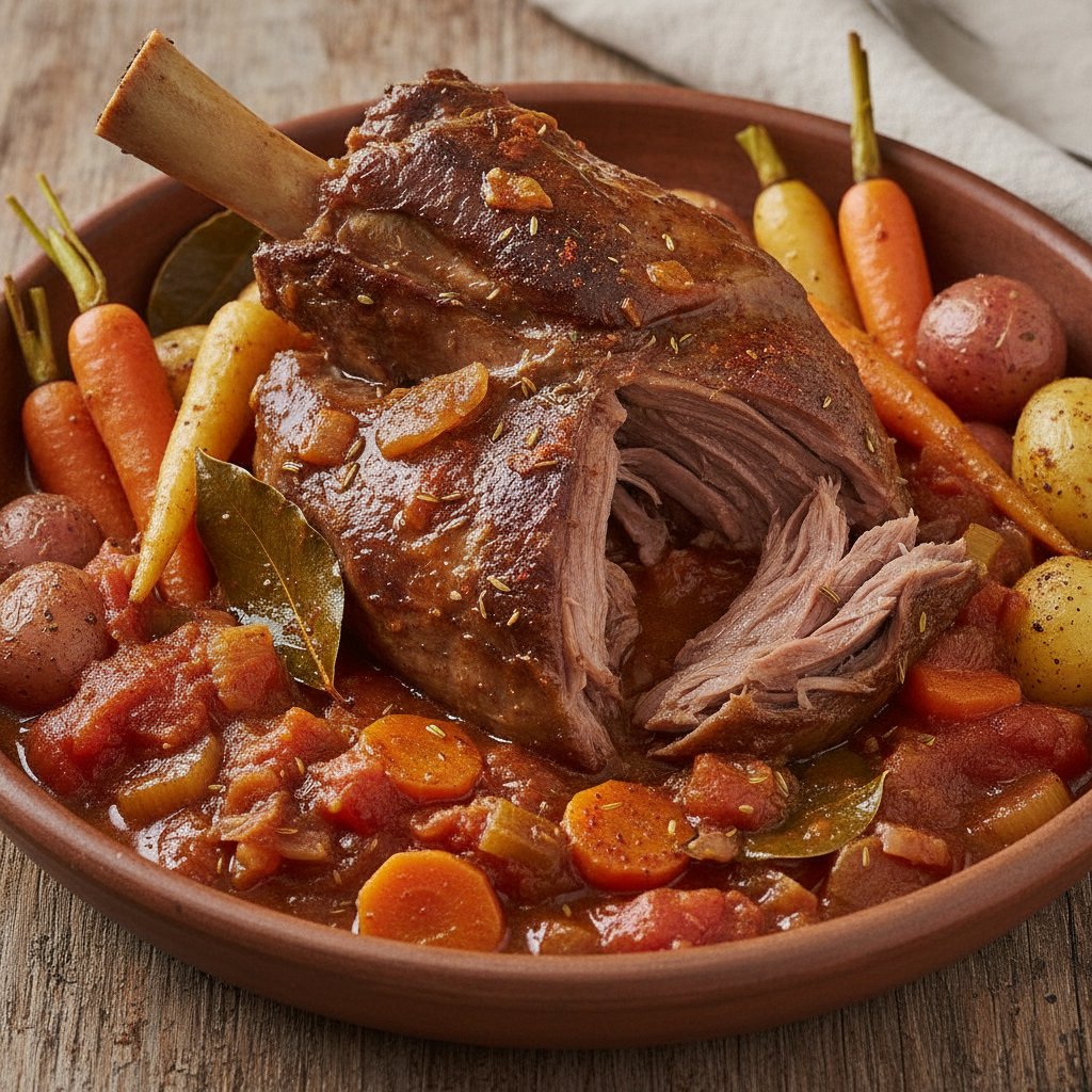 Baked Lamb Shanks with Vegetables (Low-Chol)
