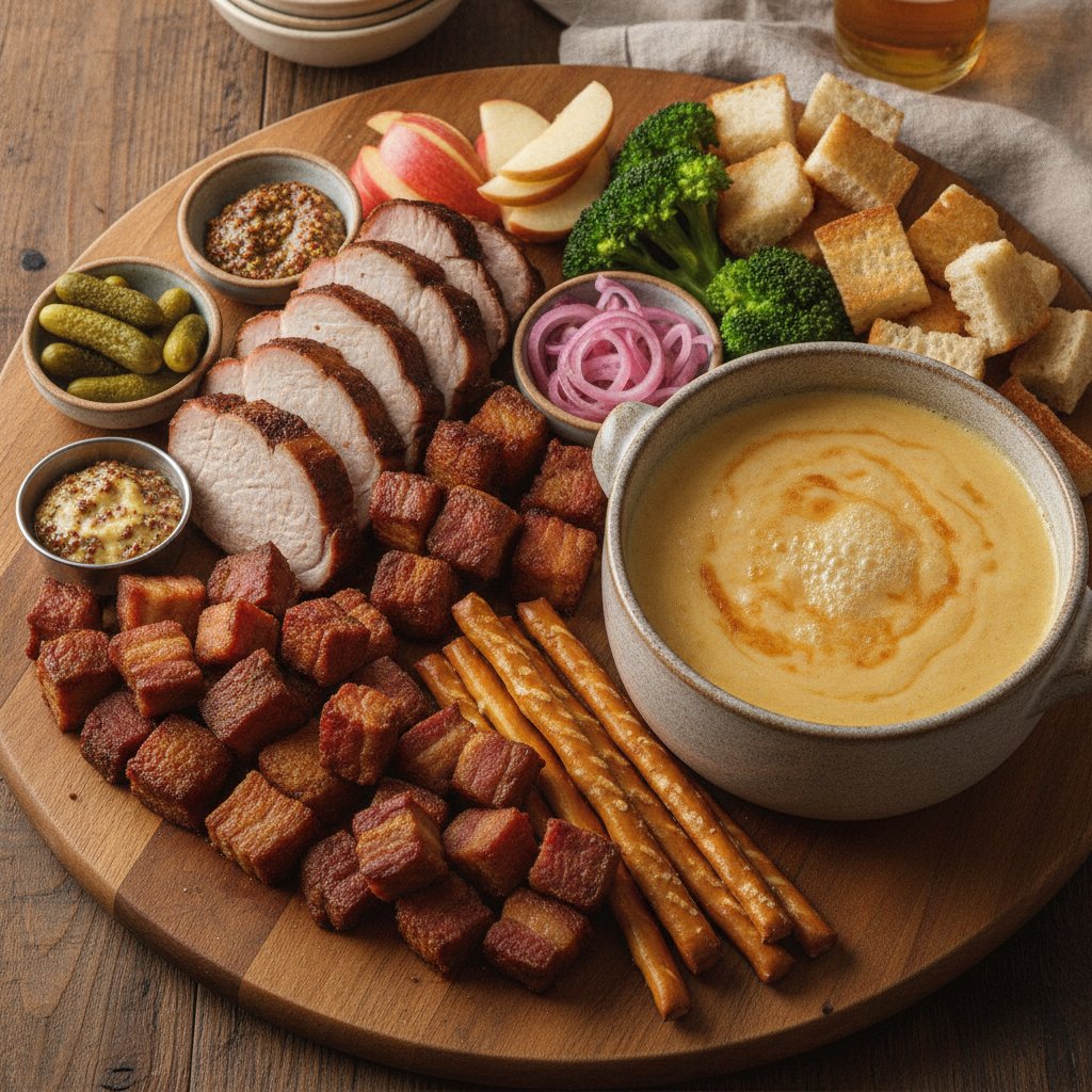 Beer Cheese Fondue Charcuterie Board