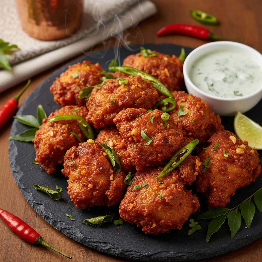 Crispy Spiced Curry Leaf Chicken — Chicken 65