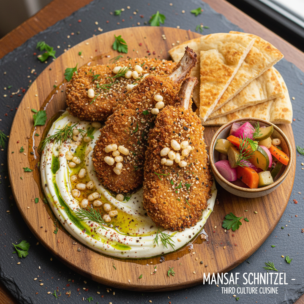 Crispy Lamb Cutlets with Yogurt Sauce — Crispy Lamb Cutlets with Tangy Yogurt - Mansaf Schnitzel