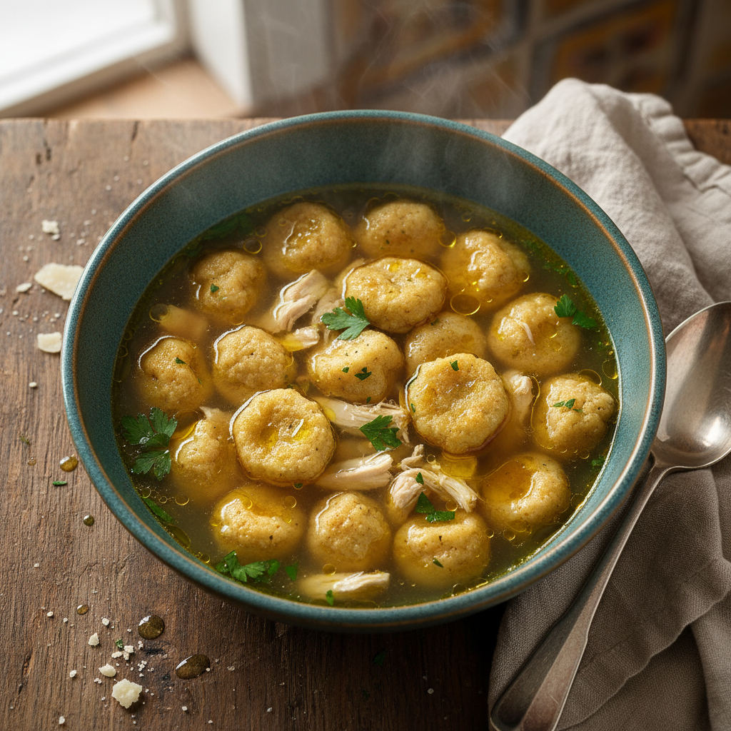 Chicken Broth with Breadcrumb Pasta — Brodo di Pollo con Passatelli
