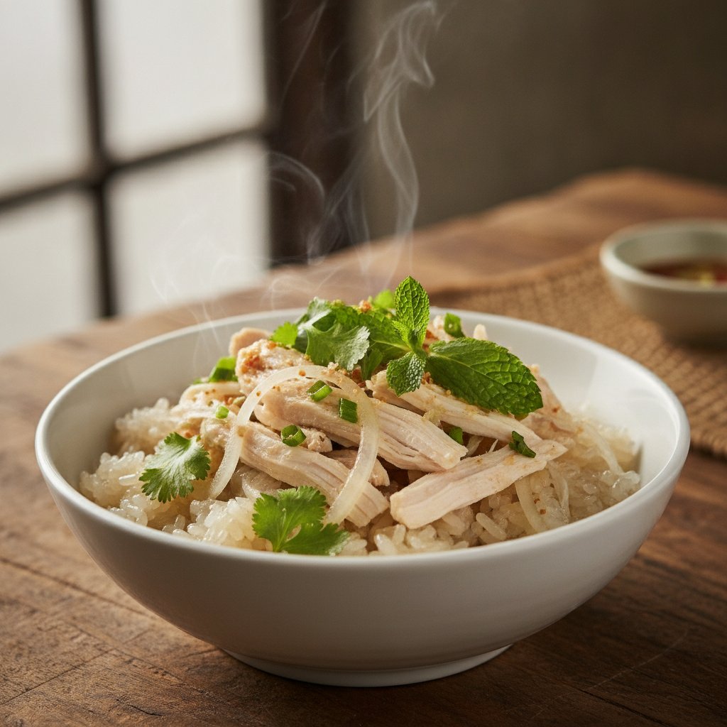 Sticky Rice with Shredded Chicken (Low-Calorie)