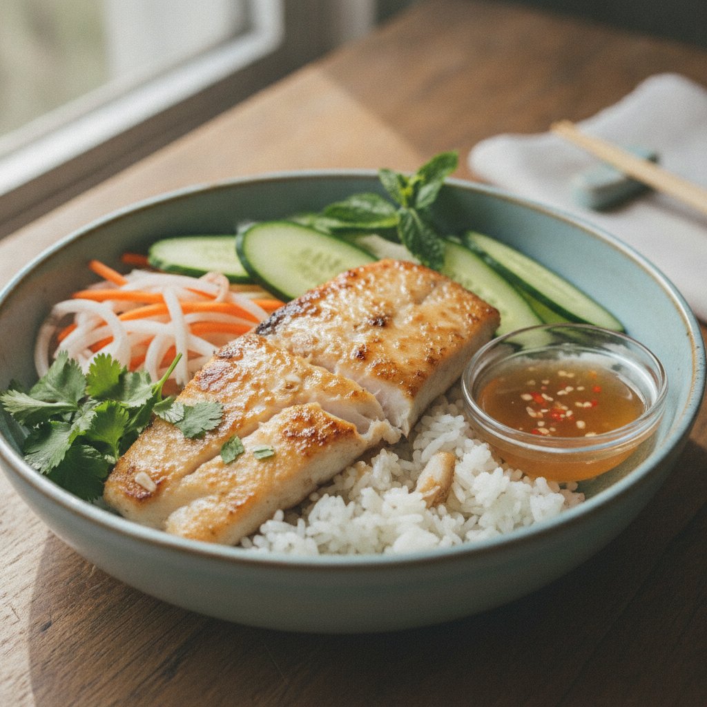 Grilled Fish Rice Bowl