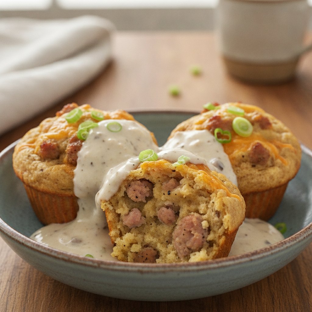 Sausage Gravy Savoury Muffins
