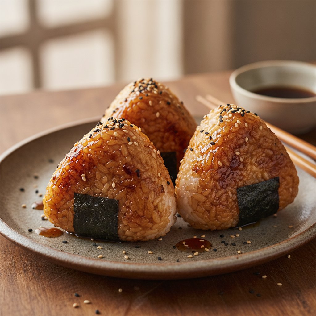 Grilled Rice Balls with Soy Glaze
