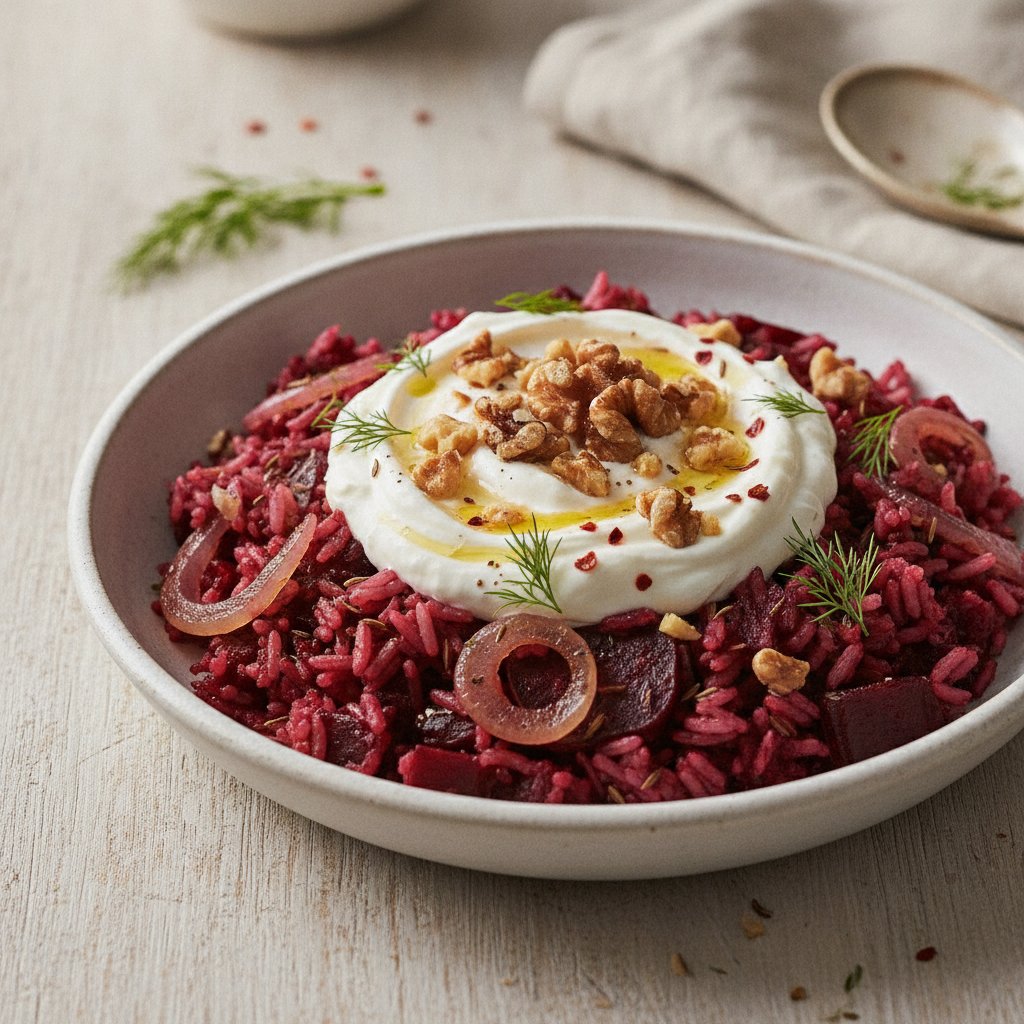 Beet Rice with Yogurt