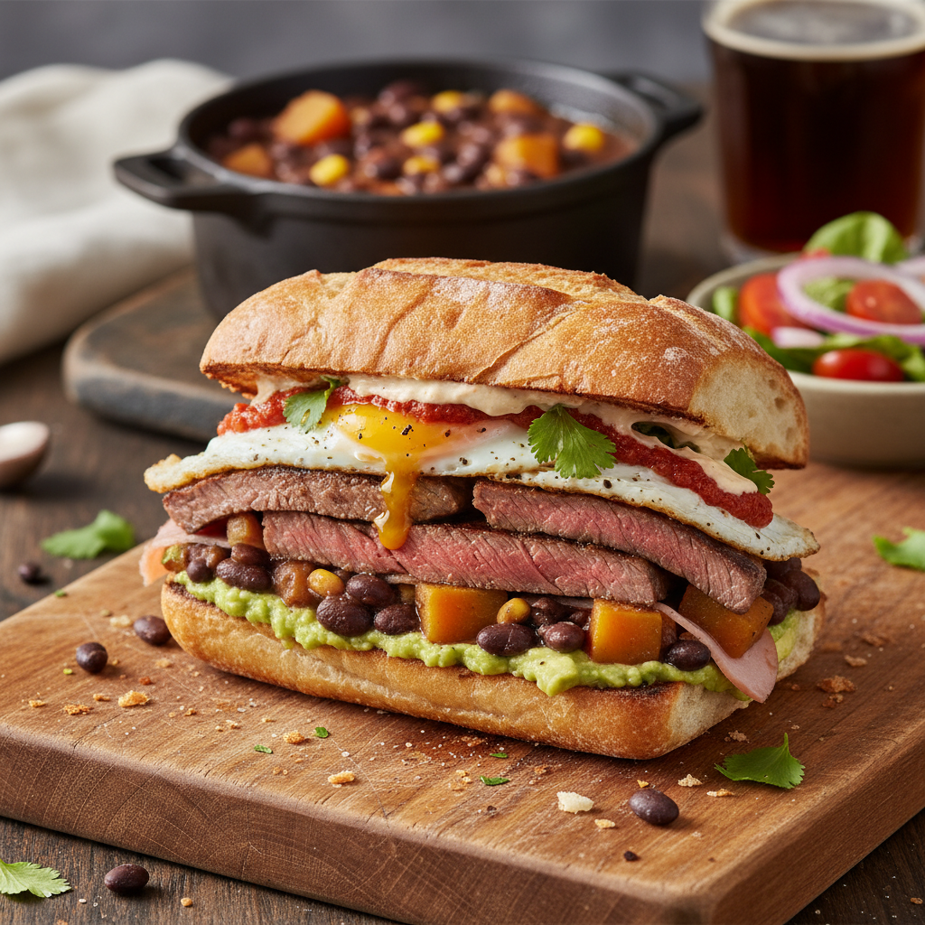 Steak & Bean Stew Sandwich - Chivito Cachupa