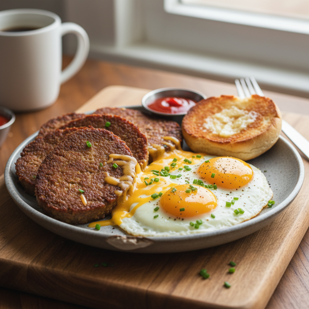 Philadelphia Scrapple Eggs and Cheese Plate