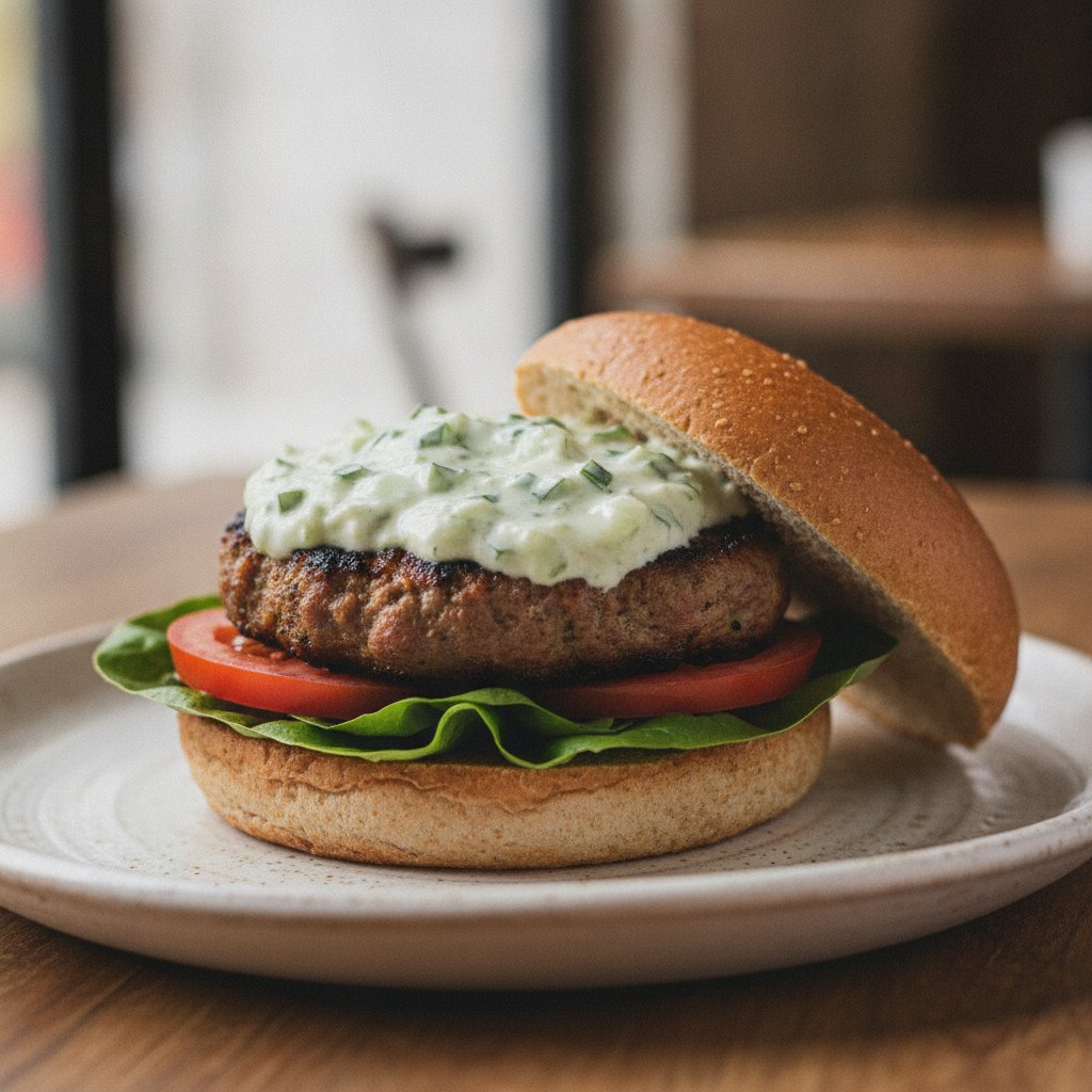 Spiced Lamb Patty Burger (Low-Calorie)