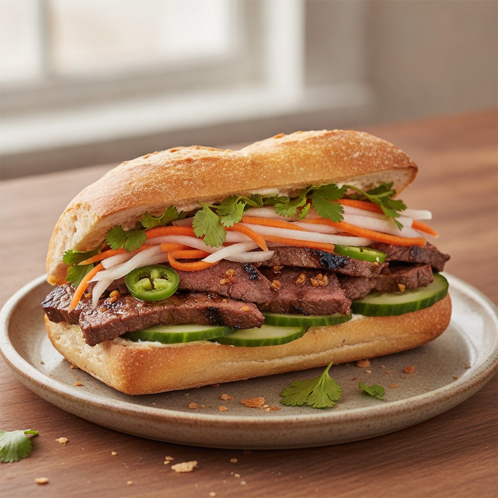 Vietnamese Grilled Beef Sandwich (Low-Calorie)