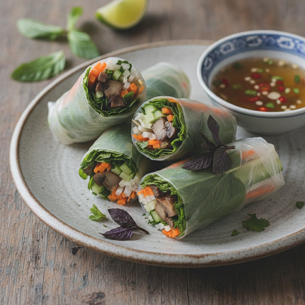 Mushroom and Herb Rice Paper Wraps