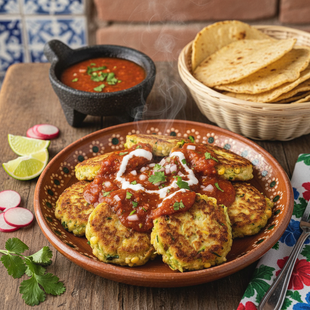 Tortitas de Calabaza con Salsa