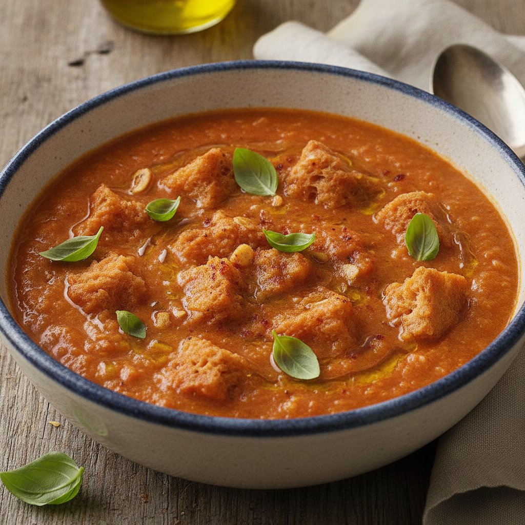 Thick Tomato Bread Soup (Low-Calorie)