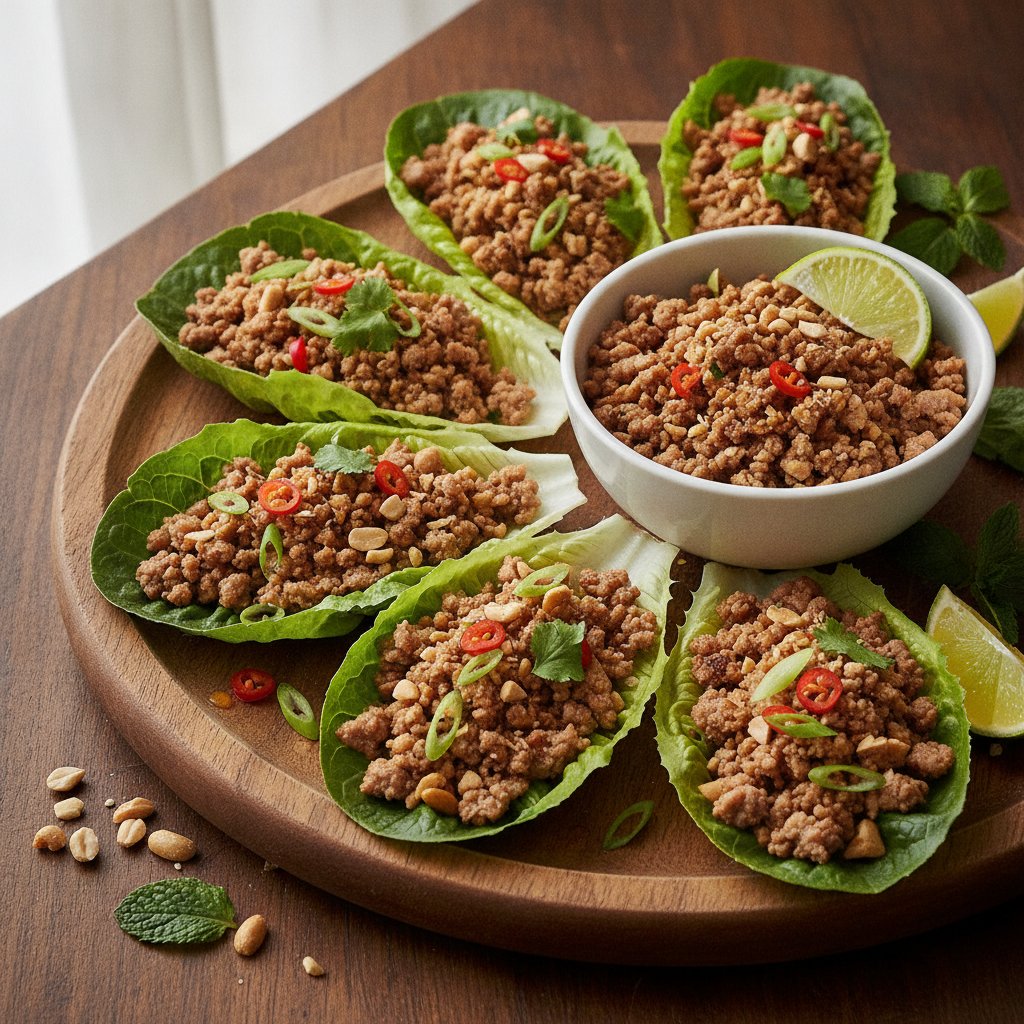 Thai Pork and Peanut Lettuce Wraps