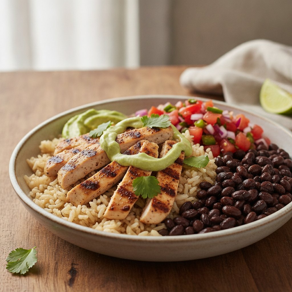 Chicken Rice Bowl with Beans (Low-Calorie)