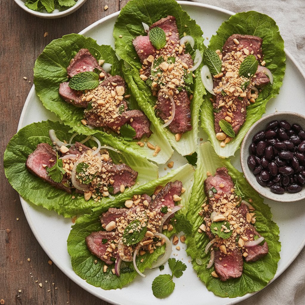 Grilled Beef Salad Lettuce Wraps (High-Protein)