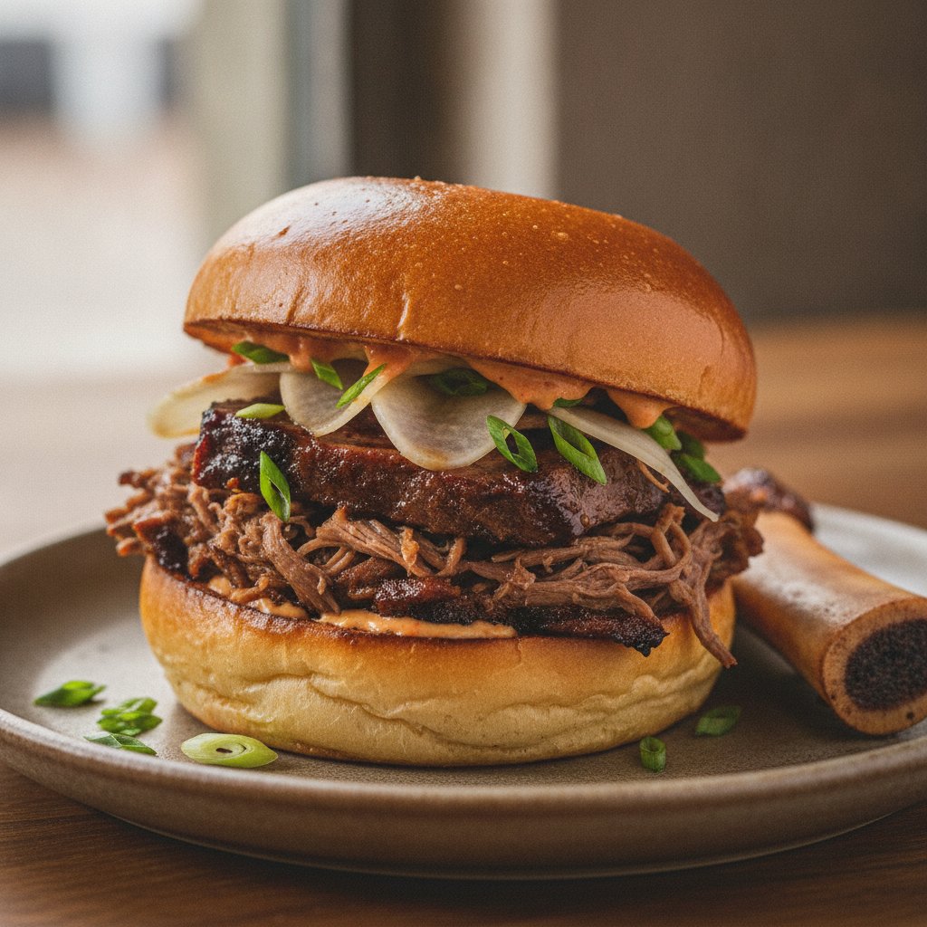 Marinated Beef Rib Sandwich