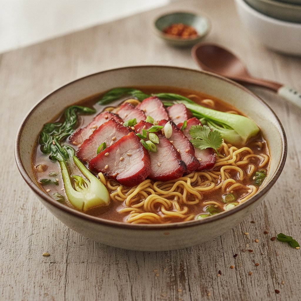 Egg Noodle Soup With Barbecue Pork