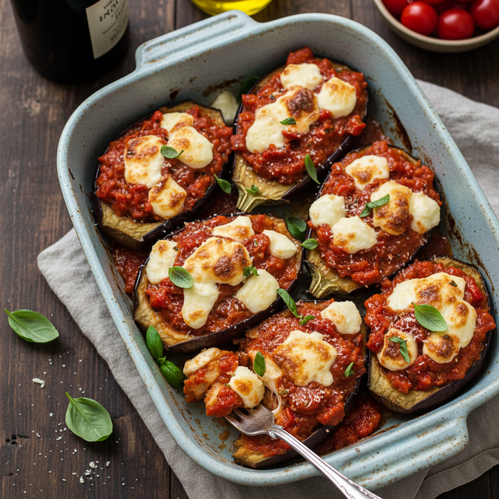 Melanzane Ripiene al Pomodoro e Mozzarella
