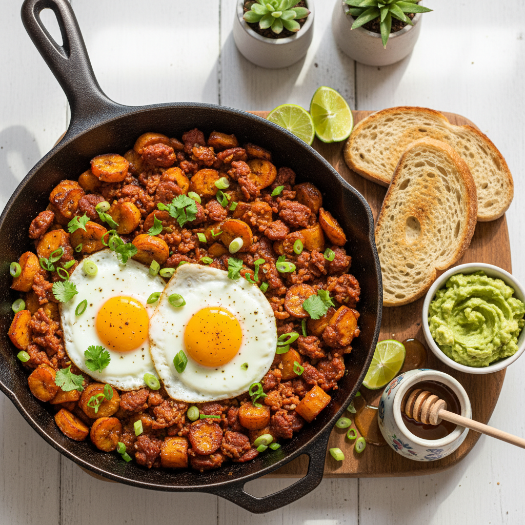 Plantain and Chorizo Honey Hash Brunch
