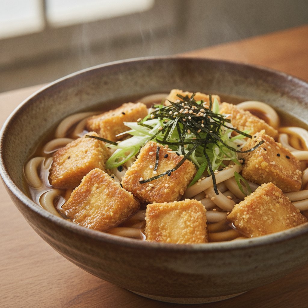 Wheat Noodle Bowl with Fried Tofu