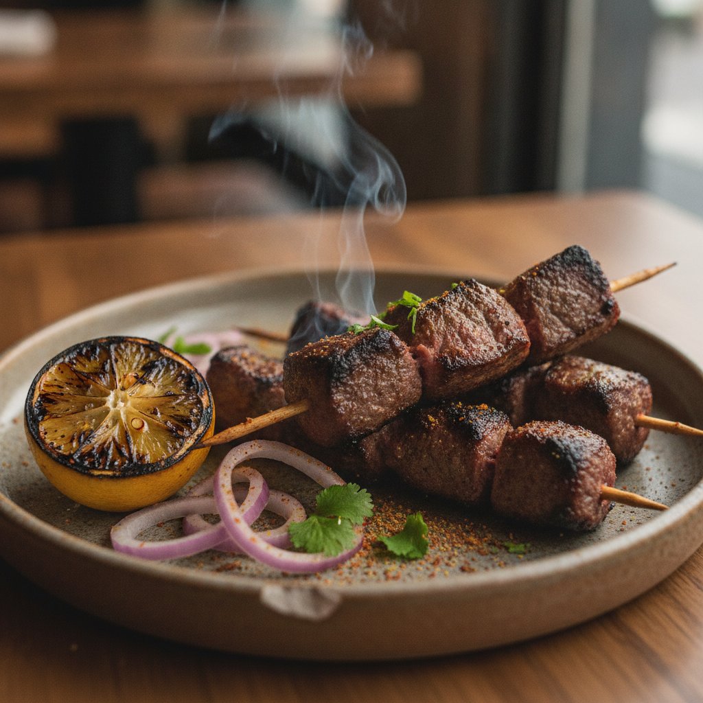 Smoky Charcoal Beef Skewers