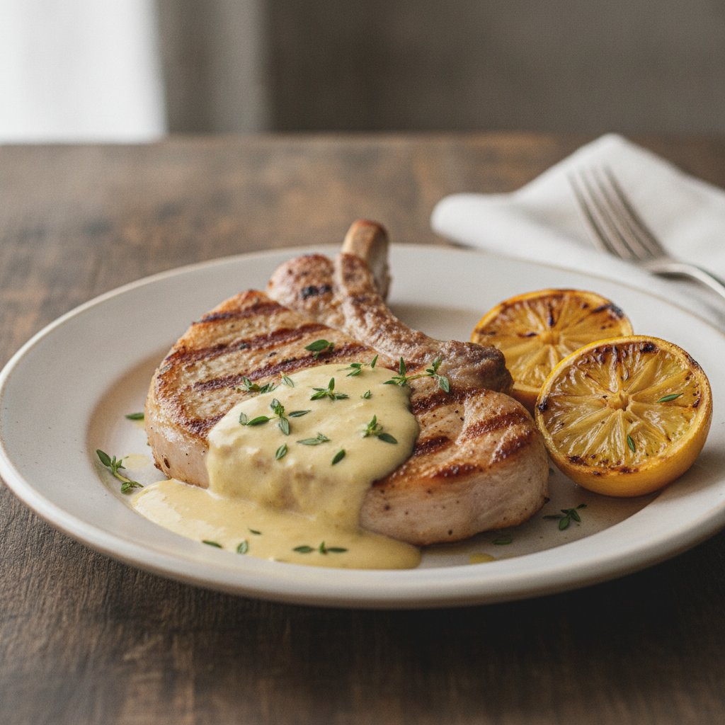 Grilled Pork Chops with Mustard (Low-Calorie)