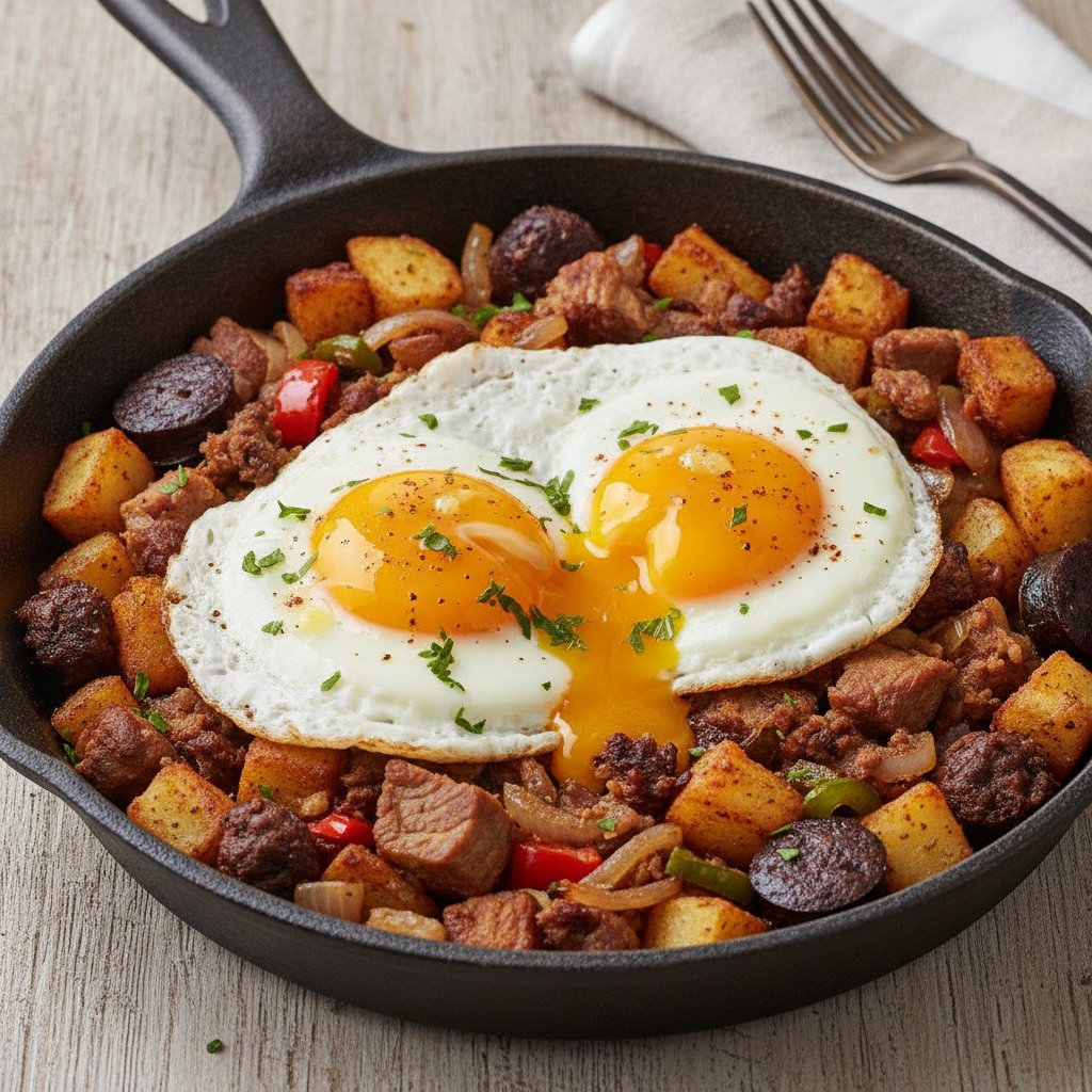 Eggs with Blood Sausage Hash