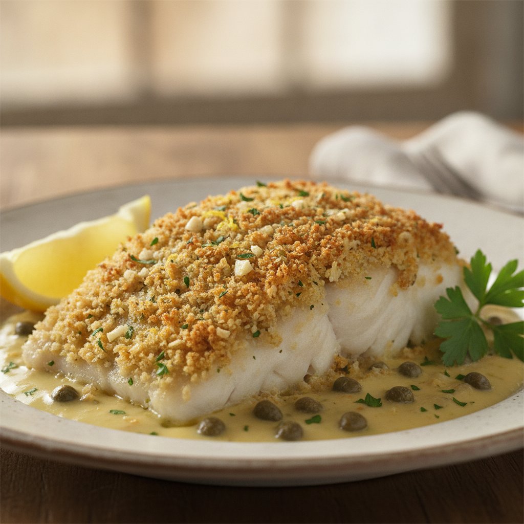 Baked Cod with Bread Crumb Topping