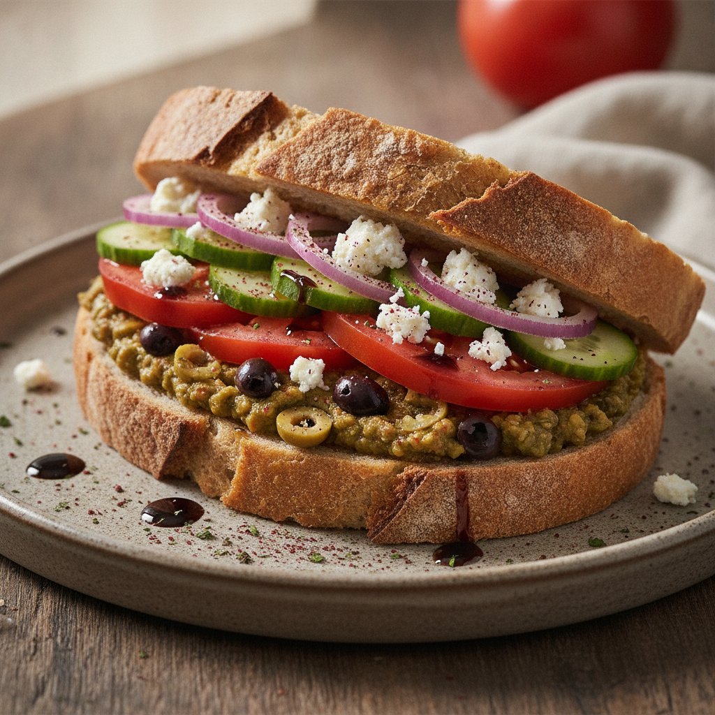 Olive and Tomato Bread Sandwich