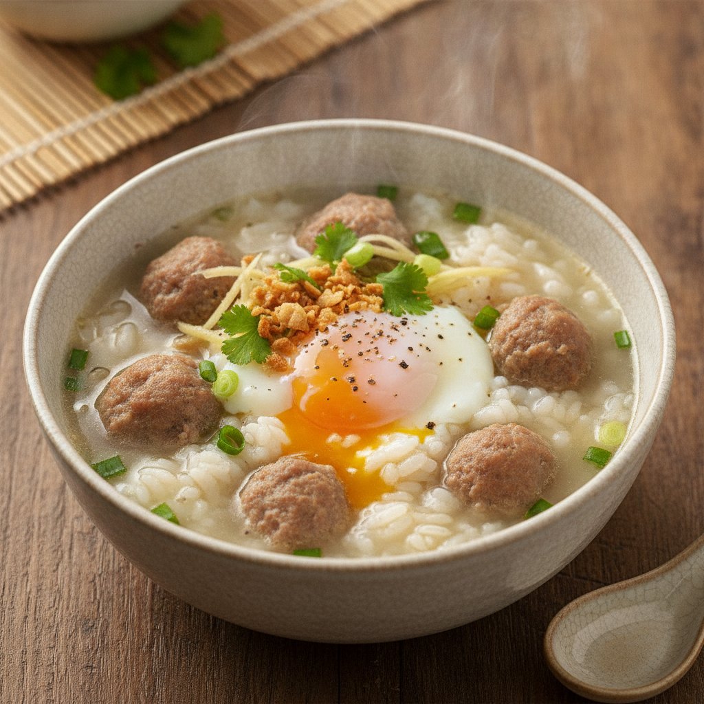 Rice Soup With Minced Pork
