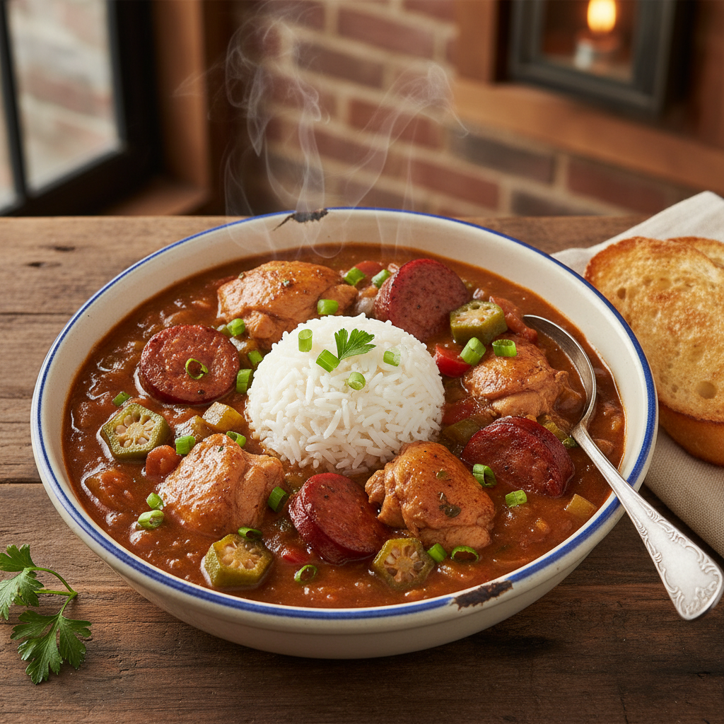 New Orleans Chicken and Andouille Gumbo Bowl
