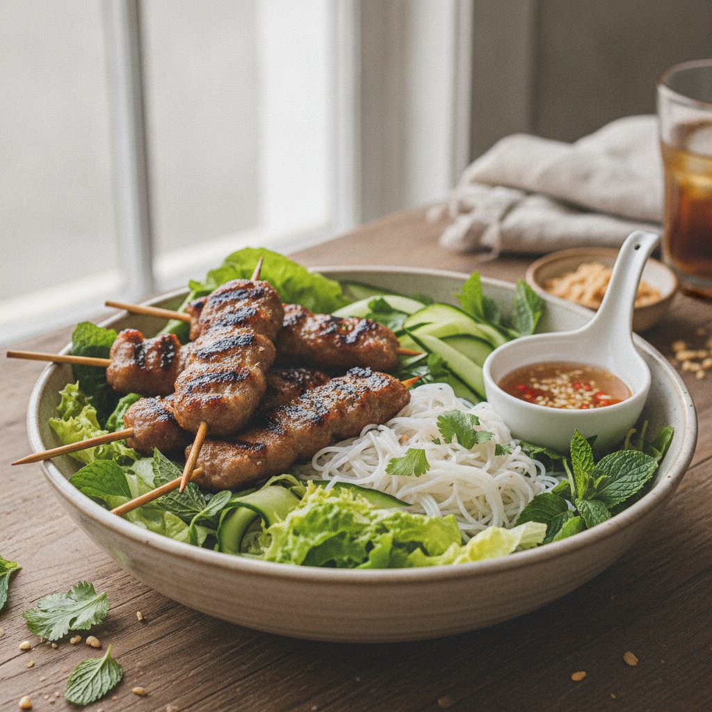 Grilled Pork Patties with Noodles (Gluten-Free)