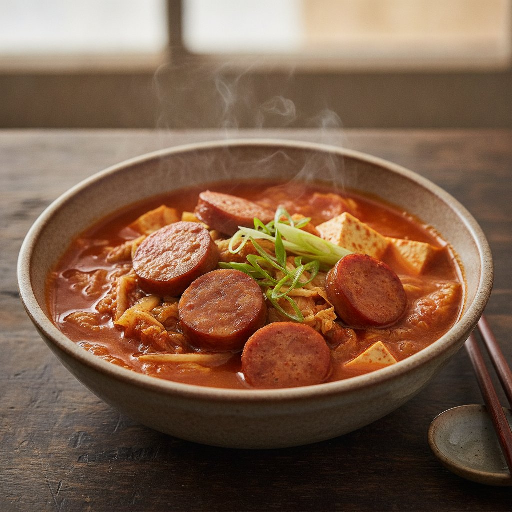 Spicy Sausage and Kimchi Stew (Low-Calorie)