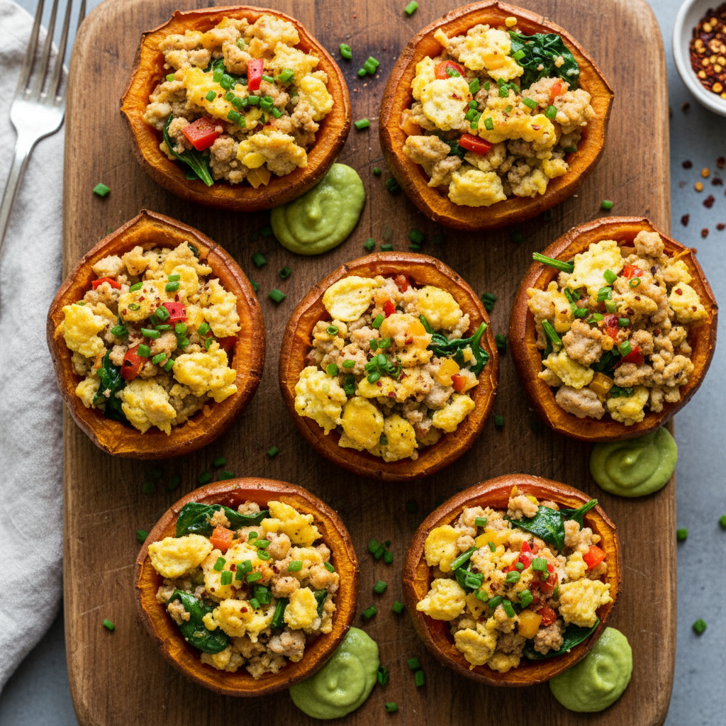 Whole30 Booster Sweet Potato Egg Scramble Cups