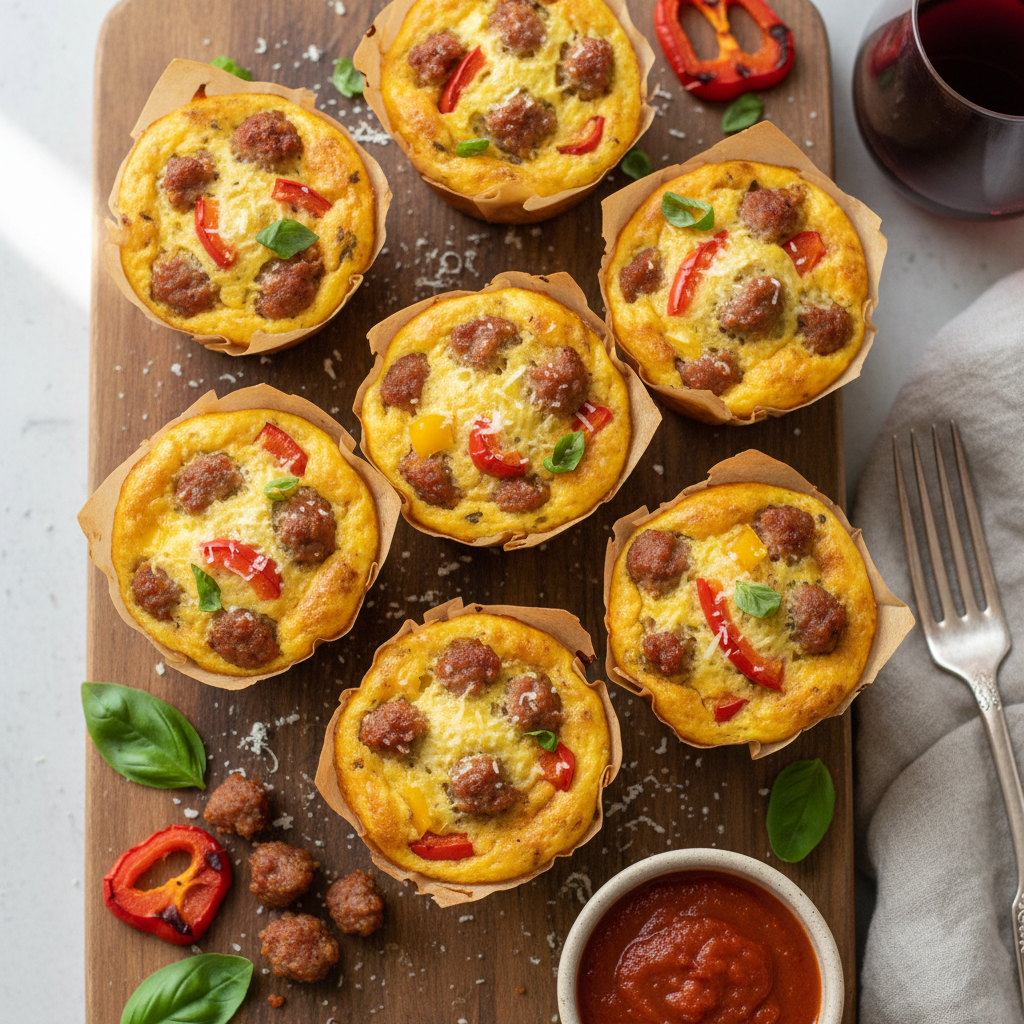 Baked Italian Sausage and Pepper Egg Muffins