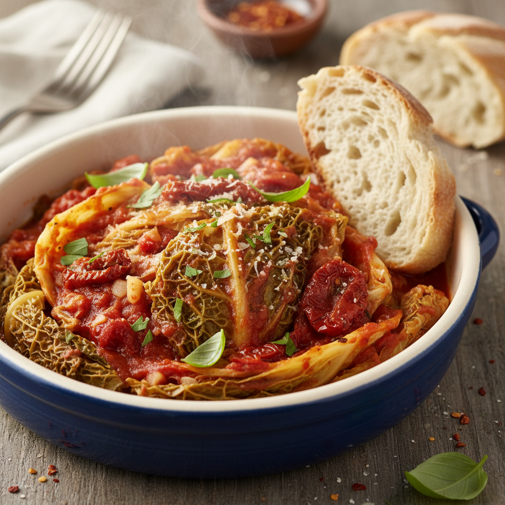 Cavolo Verza Stufato al Pomodoro Pugliese
