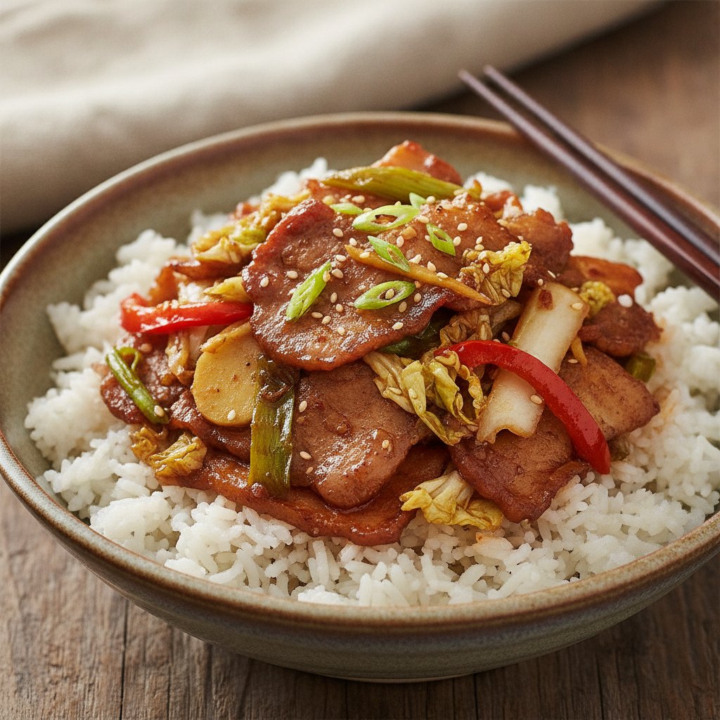 Twice Cooked Pork Rice Bowl (Gluten-Free)