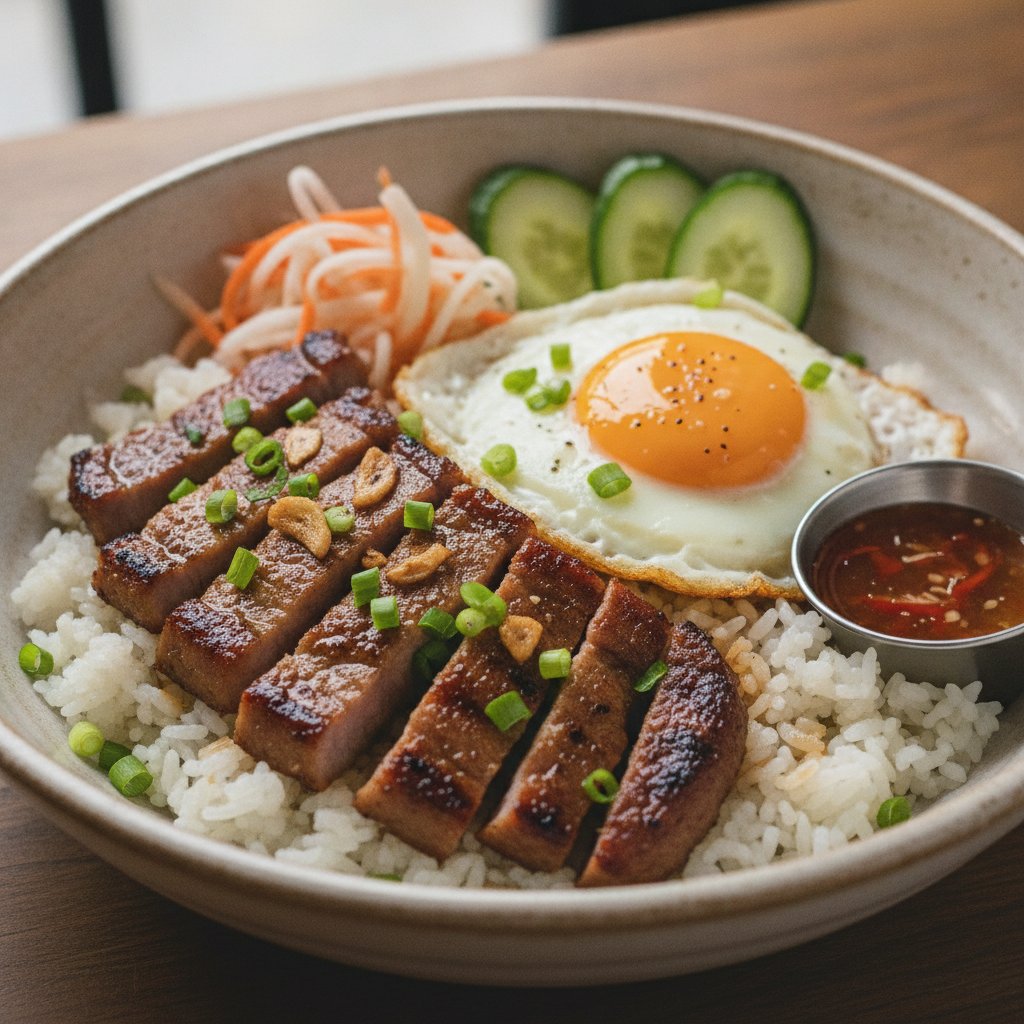 Broken Rice with Grilled Pork Bowl