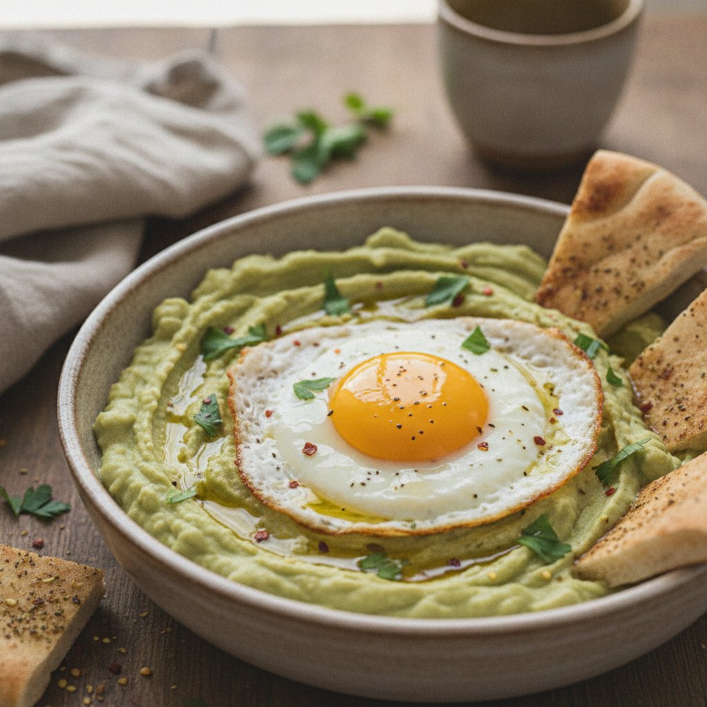 Fava Bean Mash with Fried Egg
