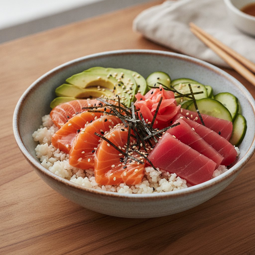 Assorted Raw Fish Rice Bowl (Keto)