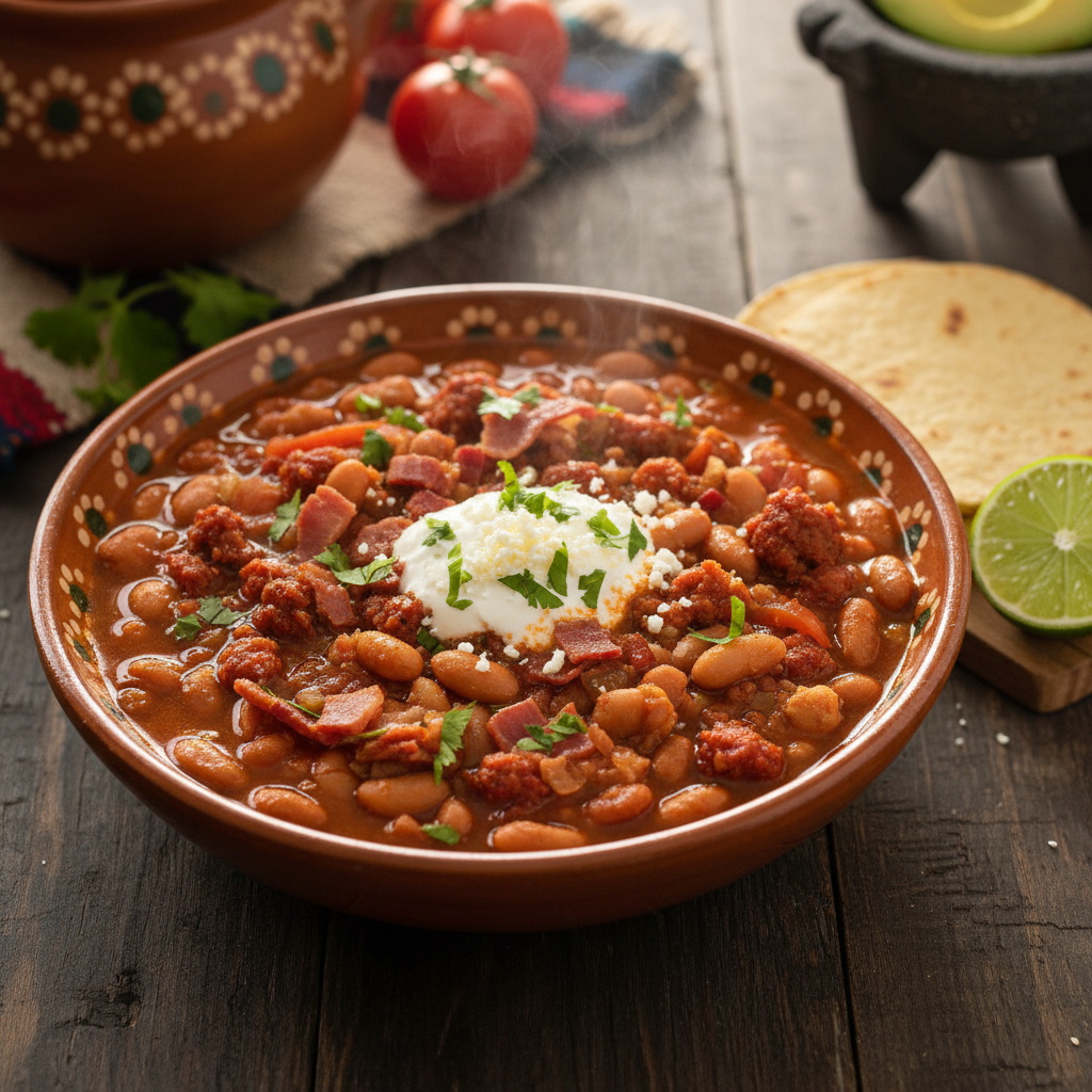 Chorizo & Bacon Bean Bowl — Frijoles Charros con Chorizo Bowl