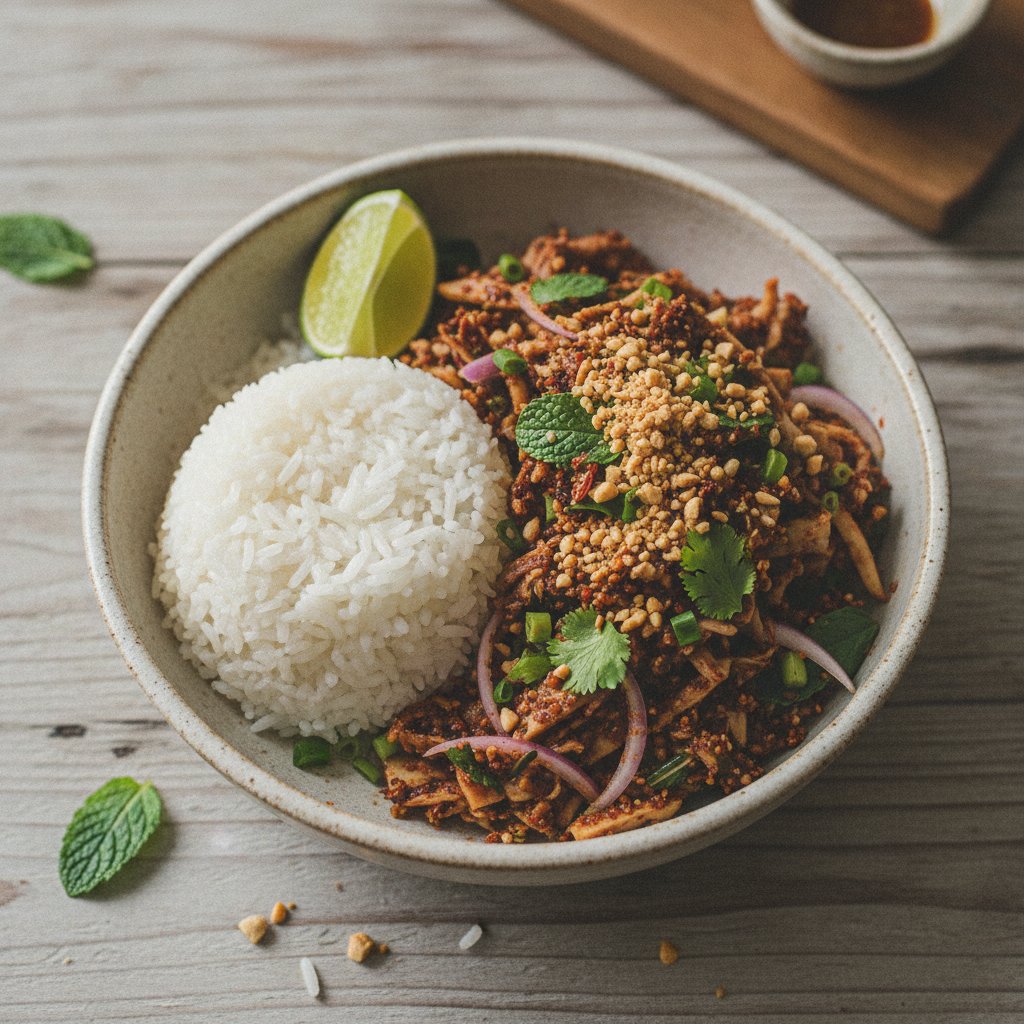 Thai Rice With Spicy Bamboo Salad